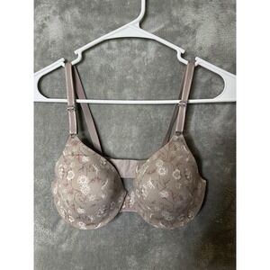 Warner's Cloud 9 Bra Womens 34B Underwire Bra Floral T-shirt
